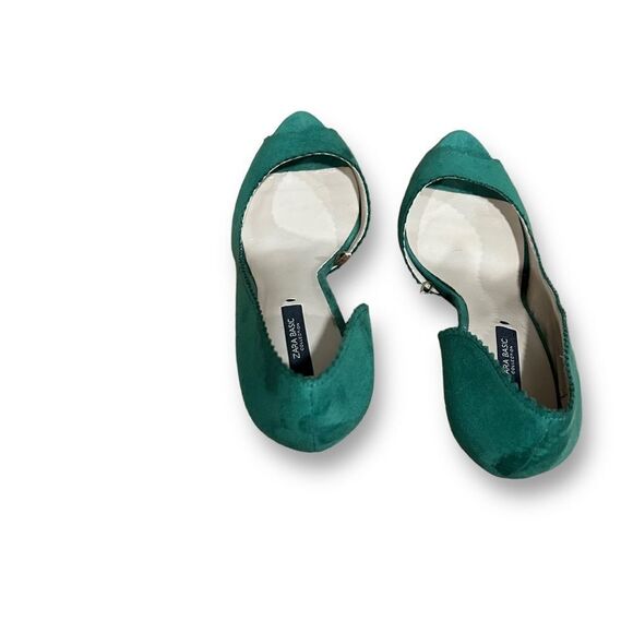Zara Green D’Orsay Suede Open Peep Toe Pumps - Picture 10 of 14